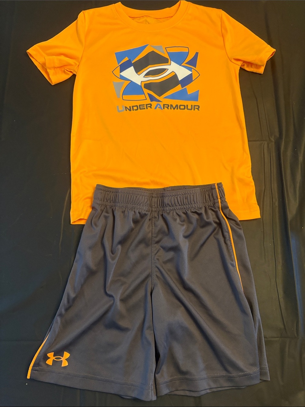 Under Armour Set- Orange Tee with Gray Athletic Shorts